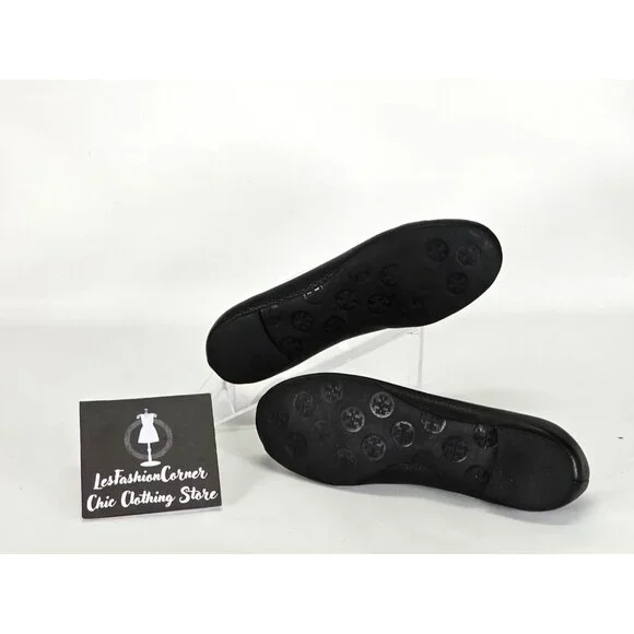 Tory Burch Women's Black Leather Ballet Flat Minnie Travel Flats Size 8 - Picture 10 of 14